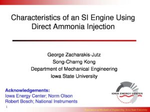 Characteristics of a Spark Ignition Engine Using Direct Ammonia Injection