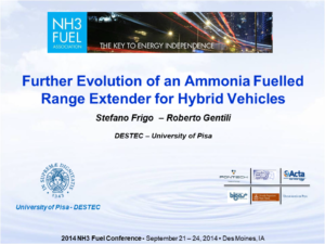 Further Evolution of an Ammonia Fuelled Range Extender for Hybrid Vehicles
