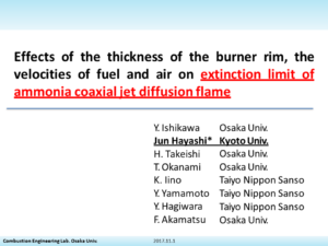 Effects of the Thickness of the Burner Rim, the Velocities of Fuel and Air on Extinction Limit of Ammonia Coaxial Jet Diffusion Flame