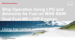 Ship Operation Using LPG and Ammonia As Fuel on MAN B&W Dual Fuel ME-LGIP Engines