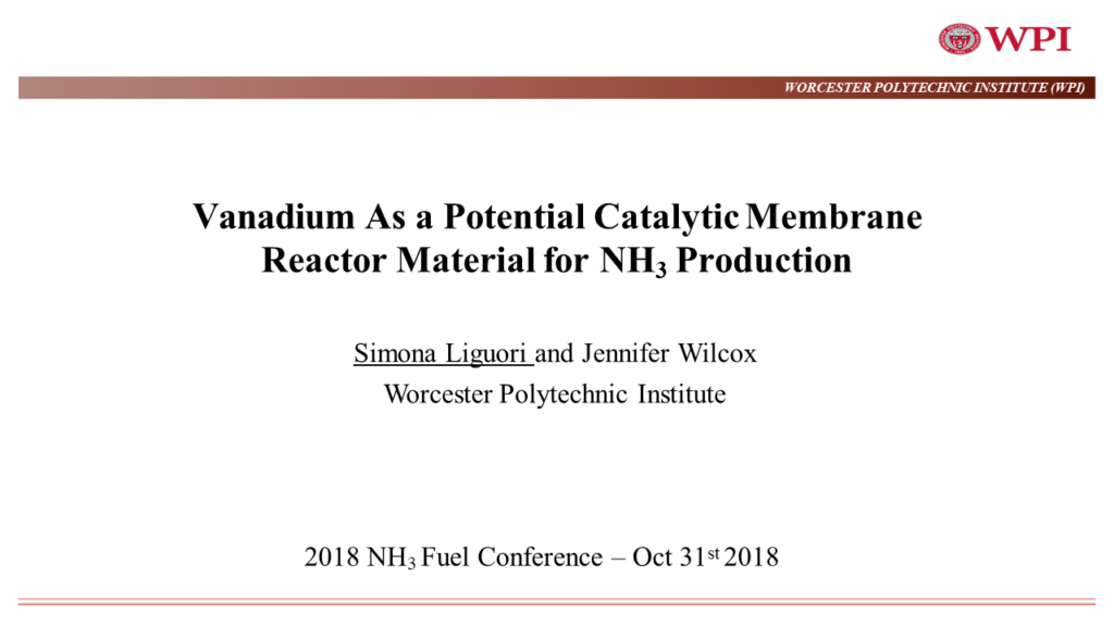 Vanadium As a Potential Catalytic Membrane Reactor Material for NH3 Production