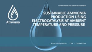 Atmonia: Sustainable Ammonia Production Using Electrocatalysis at Ambient Temperature and Pressure
