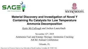 Material Discovery and Investigation of Novel Y Containing Ru Catalysts for Low Temperature Ammonia Decomposition