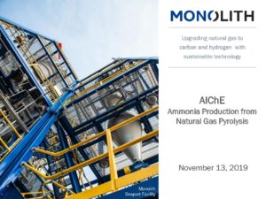 Monolith Materials: Ammonia Production from Natural Gas Using Pyrolysis
