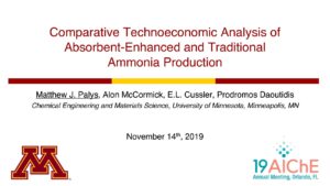 Comparative Technoeconomic Analysis of Conventional and Absorbent-Enhanced Ammonia Synthesis