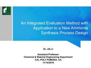An Integrated Evaluation Method with Application to a New Ammonia Synthesis Process Design