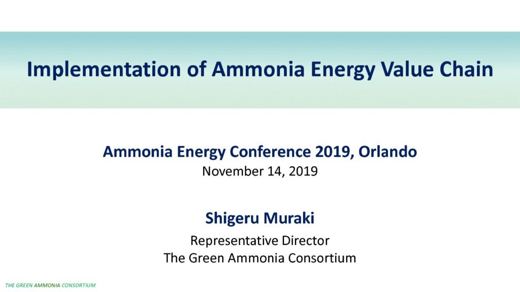 Keynote Speech: Implementation of Ammonia Energy Value Chain