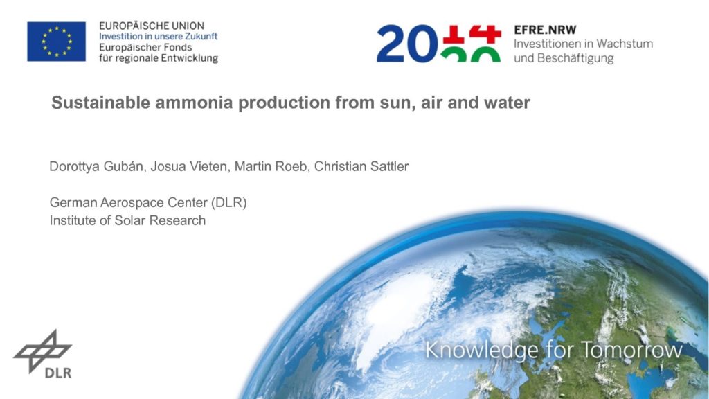 Sustainable Ammonia Production from Sun, Air and Water