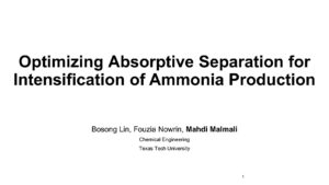 Optimizing Absorptive Separation for Intensification of Ammonia Production