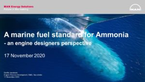 A marine fuel standard for Ammonia - an engine designers perspective