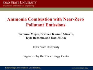 Ammonia Combustion with Near-Zero Pollutant Emissions