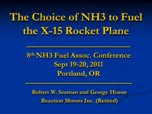 The Choice of NH3 Fuel for the X-15 Rocket Plane