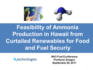 Feasibility for Production of Renewable NH3 in Hawaii for Food and Energy Security