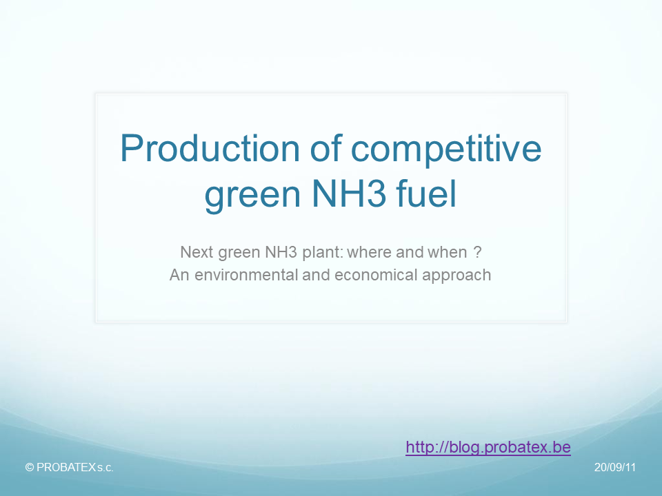Production of Competitive Green NH3 Fuel