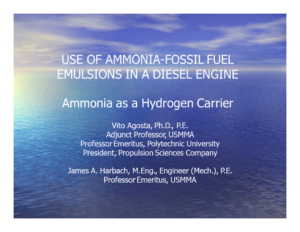 Performance of a Diesel Engine Fueled by Emulsions of Fossil-fuel and Ammonia