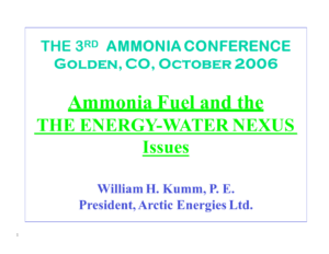 Ammonia Fuel and the Energy-Water Nexus Issue