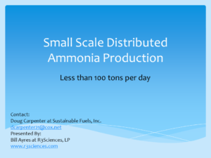 Small-Scale Distributed Ammonia Production (less than 100 TPD)