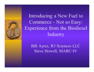 Introducing a New Fuel to Commerce — Not so Easy, Experience from the Biodiesel Industry