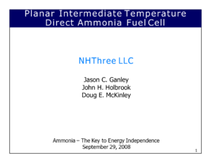 Planar Intermediate Temperature Direct Ammonia Fuel Cell