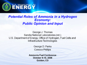 Potential Roles of Ammonia in a Hydrogen Economy: Public Opinion and Input
