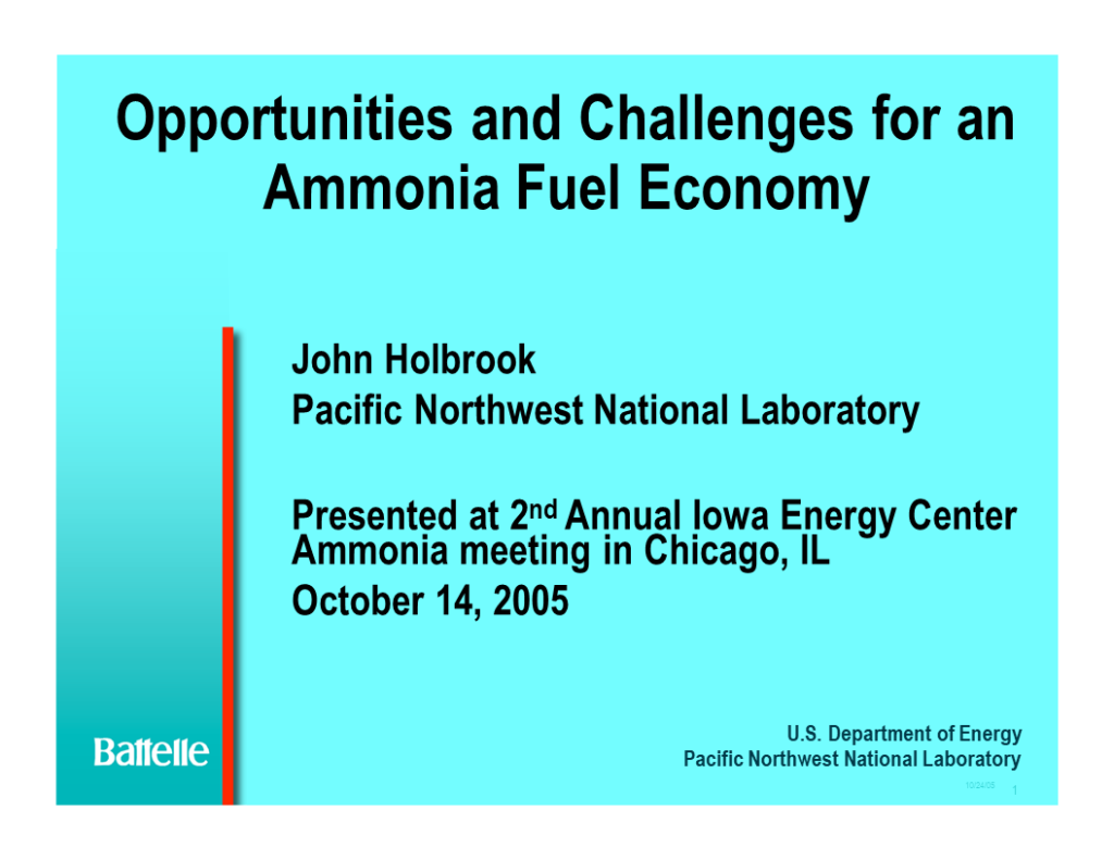 Opportunities and Challenges for an Ammonia Fuel Economy