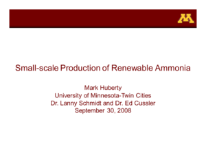 Small-scale Production of Renewable Ammonia