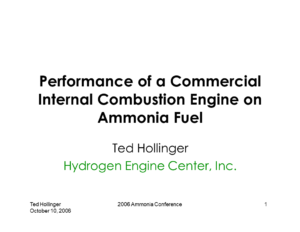Performance of a Commercial Internal Combustion Engine on Ammonia Fuel