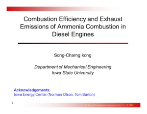 Combustion Efficiency and Exhaust Emissions of Ammonia Combustion in Diesel Engines