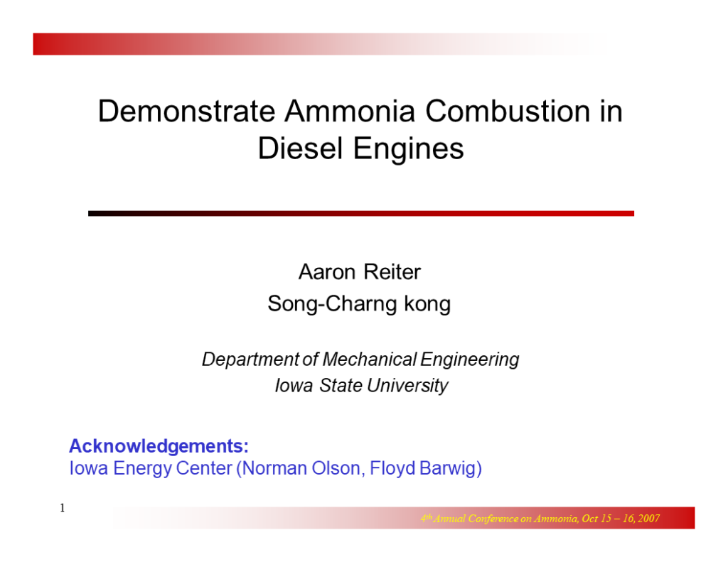 Demonstrate Ammonia Combustion in Diesel Engine