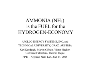 Ammonia is the Fuel for the Hydrogen Economy
