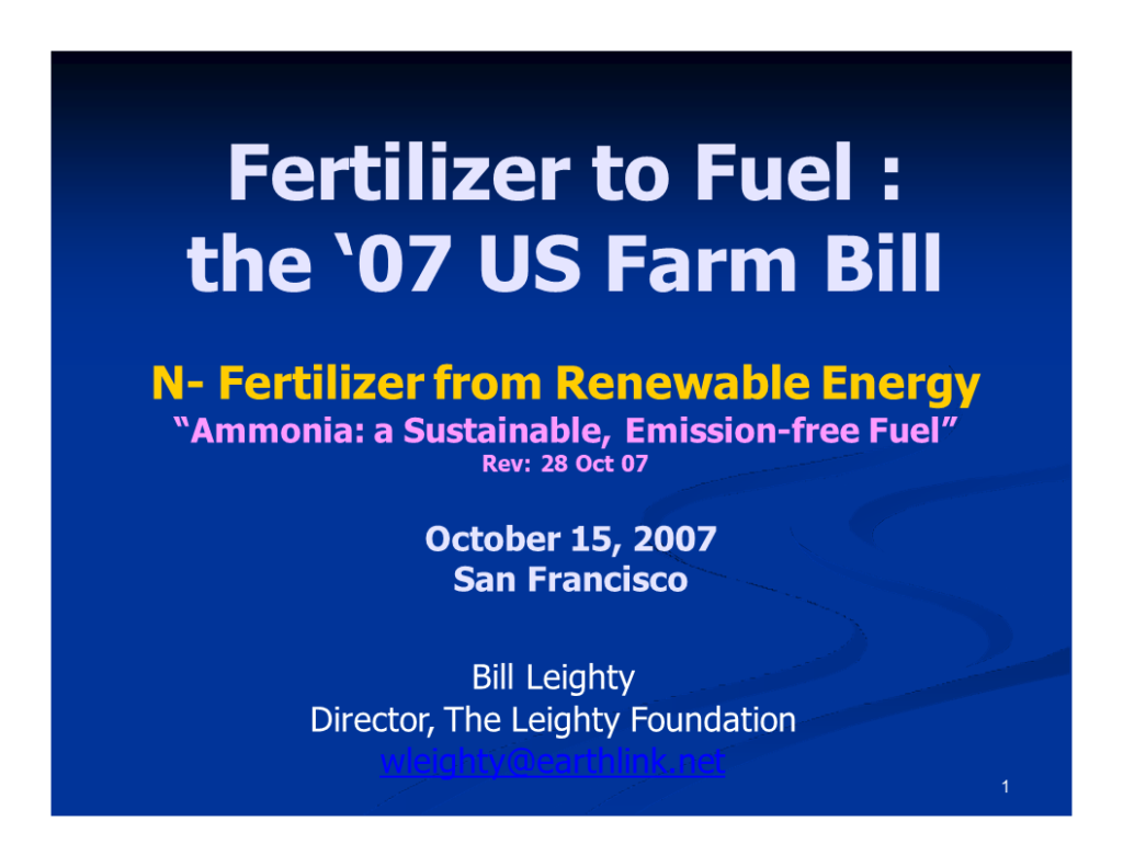 The Renewable Ammonia Farm Bill Initiative
