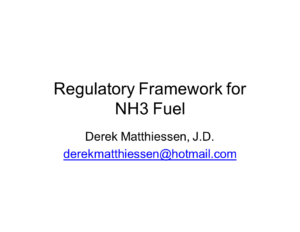 Regulatory Framework for NH3 Fuel