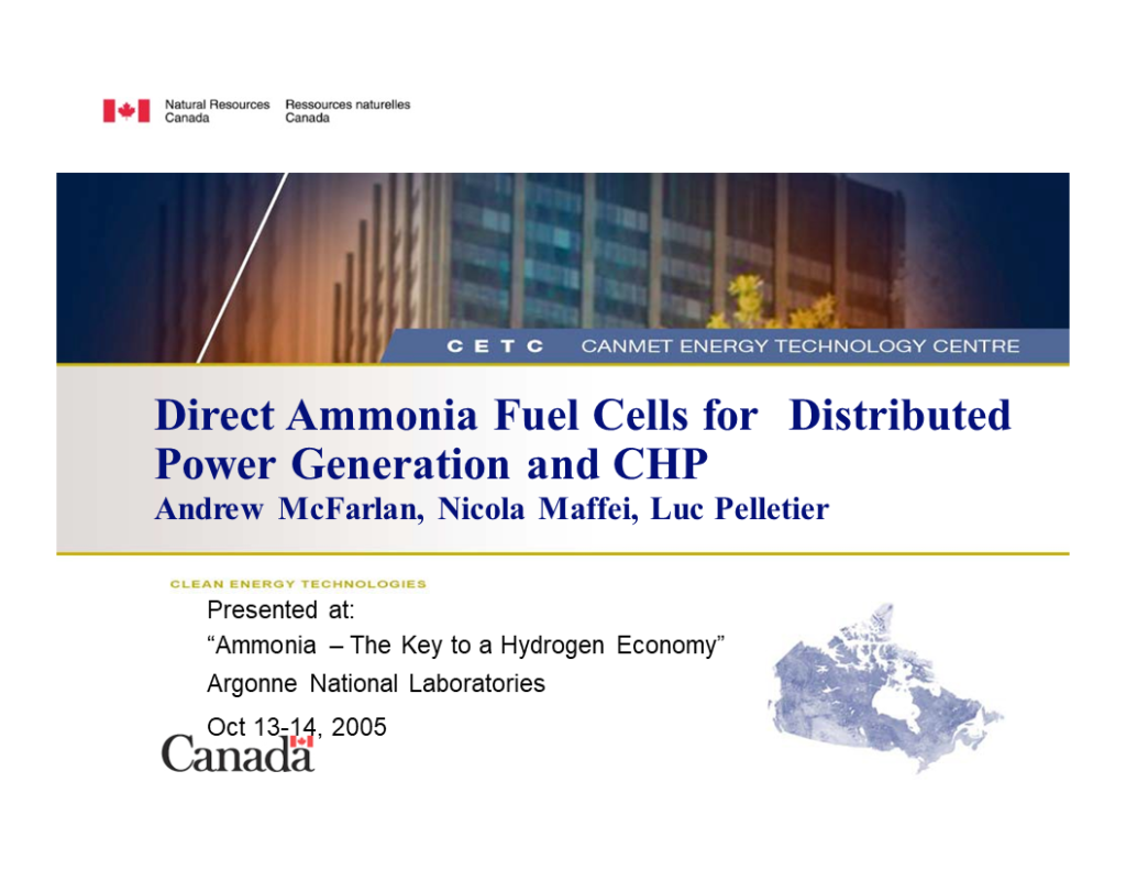 Direct Ammonia Fuel Cells for Distributed Power Generation and CHP