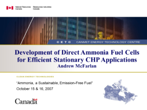 Development of Direct Ammonia Fuel Cells for Efficient Stationary CHP Applications