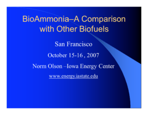 BioAmmonia — A Comparison with Other Biofuels