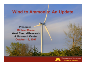 Ammonia from Wind, An Update