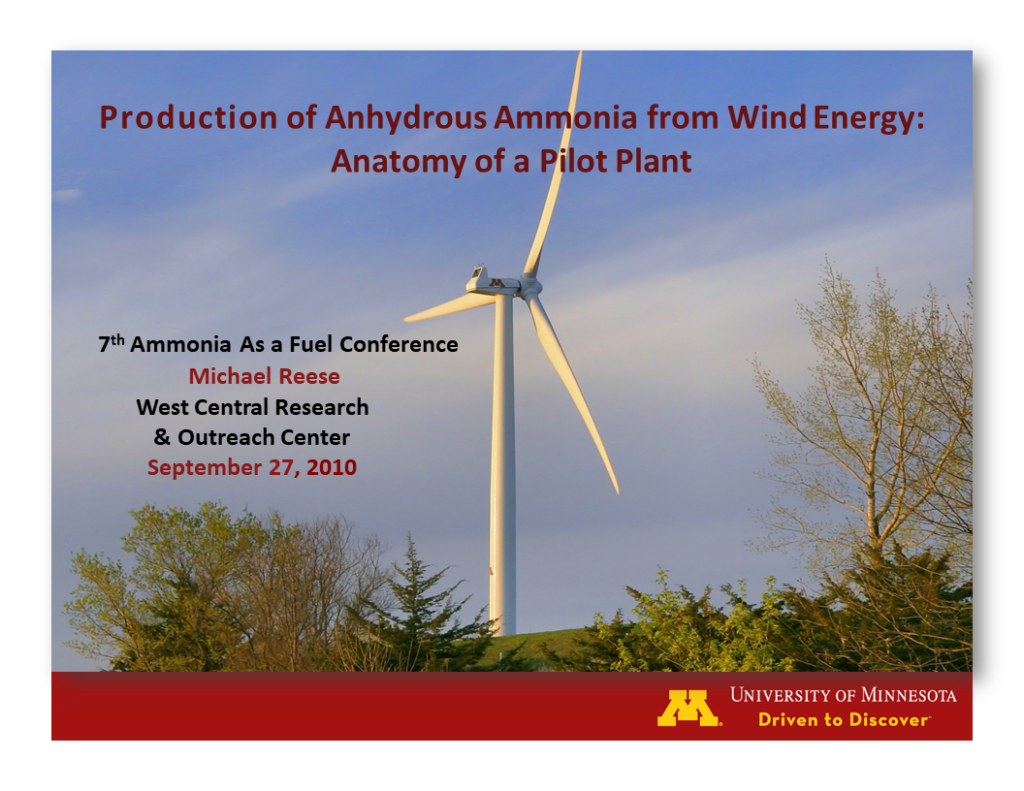 Production of Anhydrous Ammonia from Wind Energy — Anatomy of a Pilot Plant