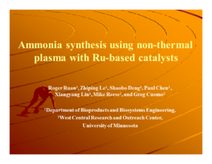 Ammonia Synthesis Using Nonthermal Plasma with Ruthenium Catalysts