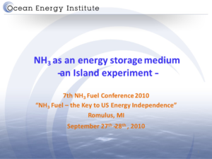NH3 as an Energy Storage Medium — an Island Experiment