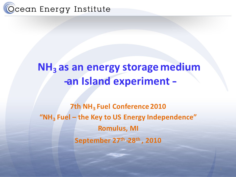 NH3 as an Energy Storage Medium — an Island Experiment