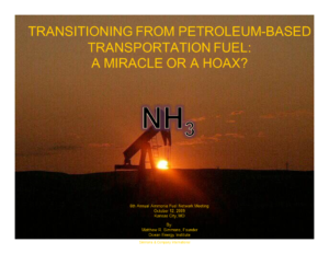 Transitioning from petroleum-based transportation fuel: a miracle or a hoax? (2009 Conference Keynote)