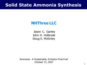 “Solid-State” Ammonia Synthesis from Renewable Energy