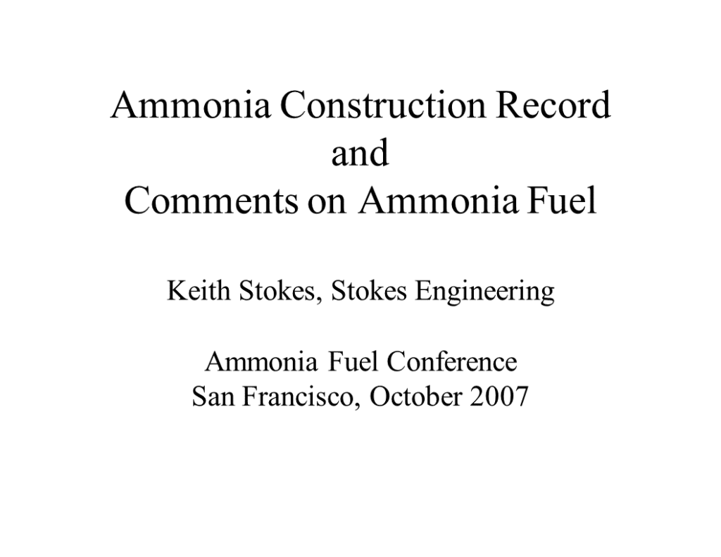 Ammonia Plant Construction Update