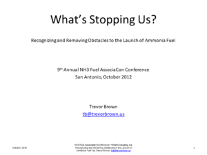 What’s Stopping Us? Recognizing and Removing Obstacles to the Launch of Ammonia Fuel
