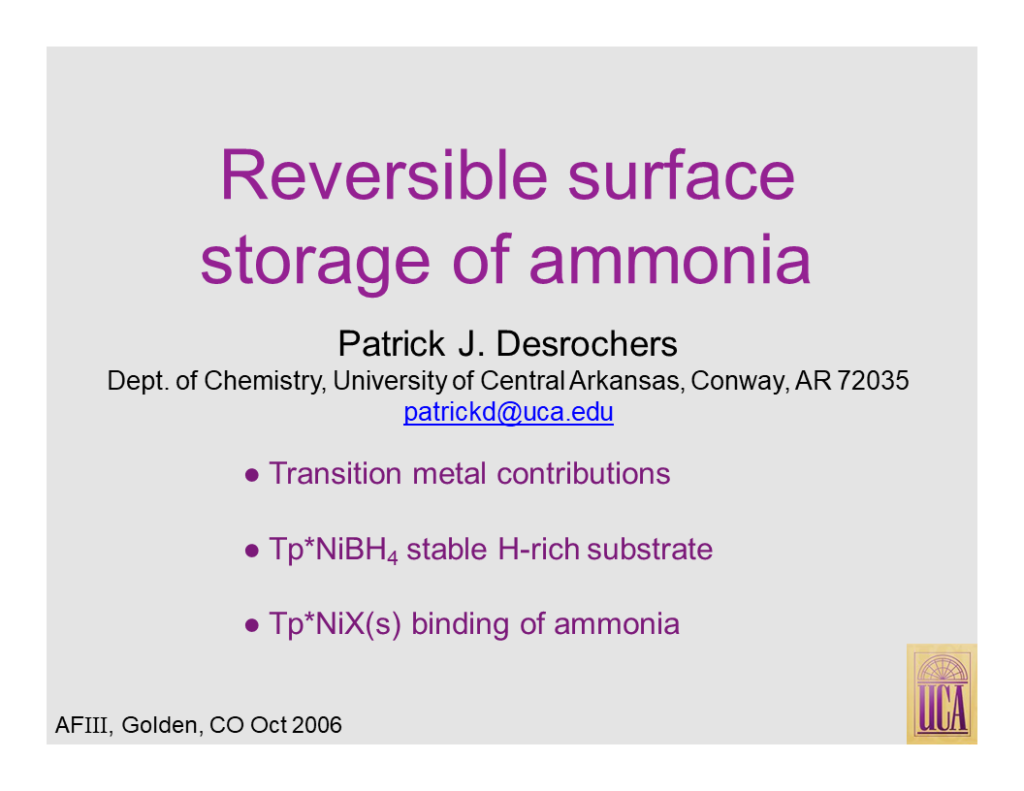 Reversible Surface Storage of Ammonia