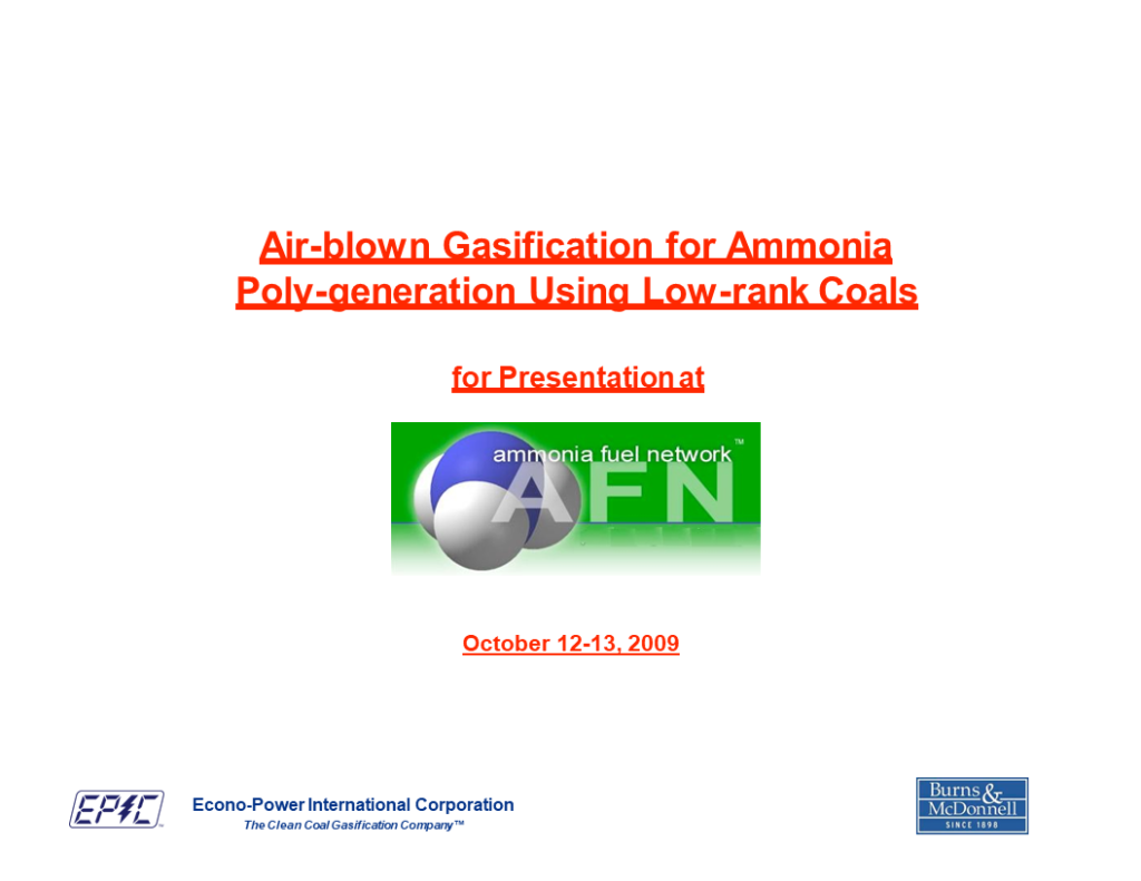 Air-Blown Gasification for Ammonia Poly-Generation Using Low-Rank Coals