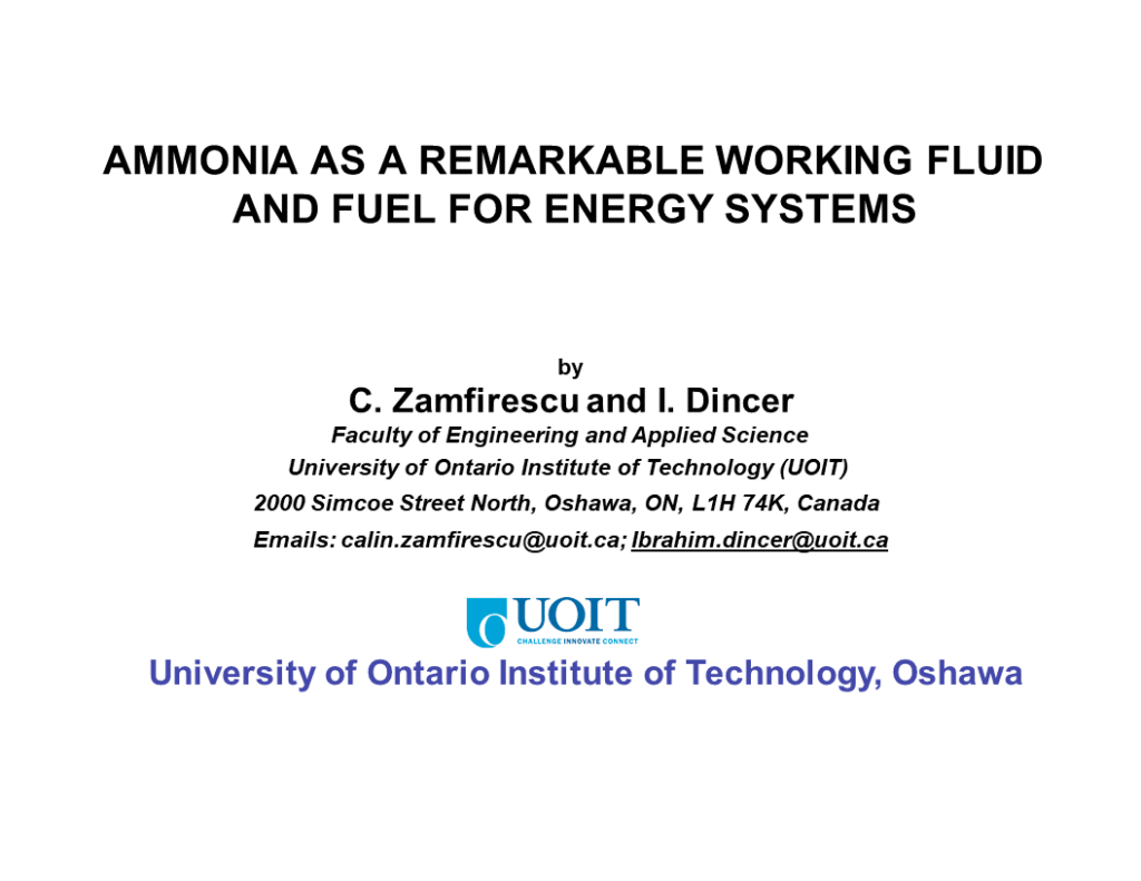 Ammonia as a Remarkable Working Fluid and Fuel for Energy Systems