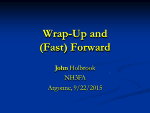 Wrap-up / (Fast) Forward
