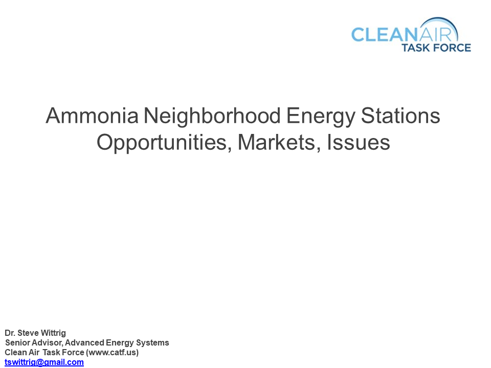 Ammonia Neighborhood Energy Stations – For Power, CHP and Transport