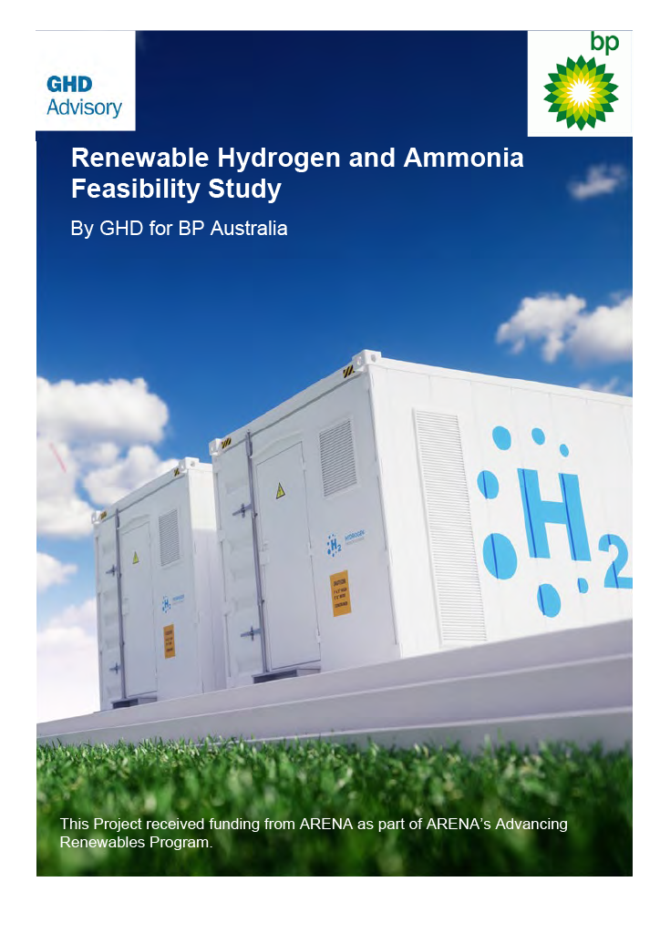 Renewable Hydrogen and Ammonia in Western Australia Feasibility Study from GHD Advisory, bp and ARENA.